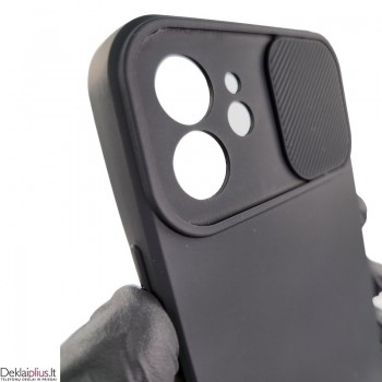 Švelnus guminis dėklas su kameros apsauga - juodas (telefonui Apple Iphone 12) Švelnus guminis dėklas su kameros apsauga - juodas (telefonui Apple Iphone 12)